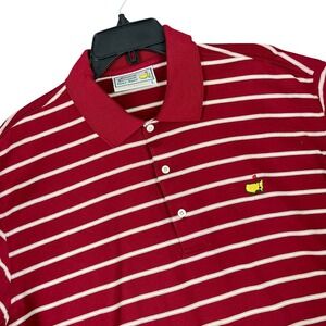 Augusta National Golf Shop Masters Polo Shirt Striped Mercerized Cotton L Mens